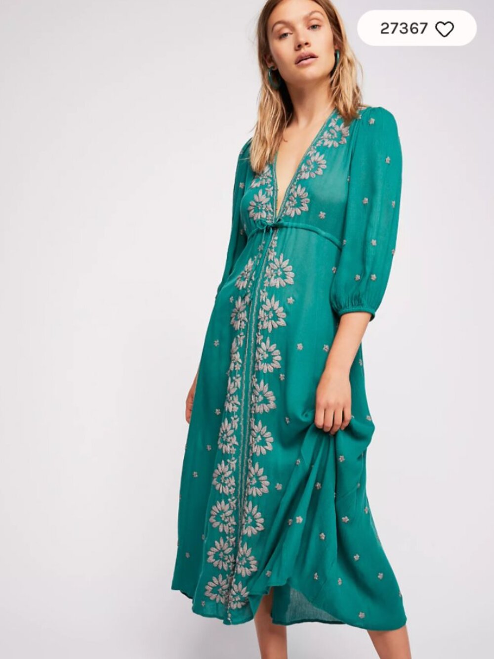 Free People Viral Embroidered Fable Midi Dress Sold Out XS